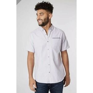 Buckle Depart West Men Woven Casual Shirt Sleeve Button Down Size Med Lavender